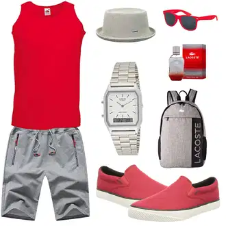 Outfit mit Grau/Hellgrau/Dunkelgrau Kurze Hose/Baggy Short/Bermuda/Sweatshorts/Musselin Shorts JustSun "Urlaub Outfit"