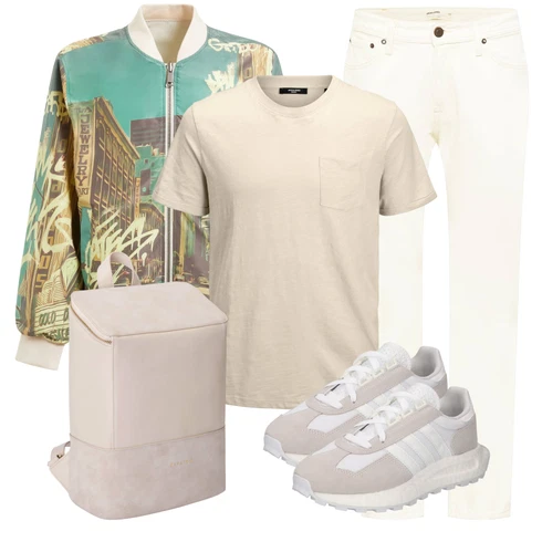 Sportlich Beige/Creme/Grau/Weiß Schuh Sneaker Low/Sommer Sneaker/Vintage Sneaker/Chunky Sneaker/Teddy Sneaker Adidas Originals kombinierenLook: Empire, Sportlich, Hip Hop, Unisex, Outdoor, Oversize, Streetwear