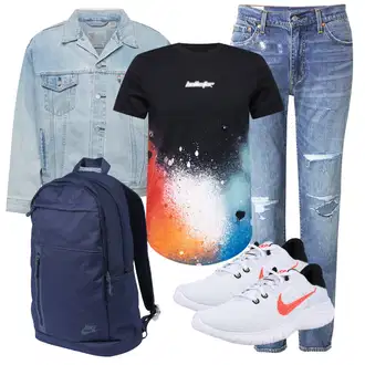 Sommer Outfits Midi mit Hellblau/Blau Kurze Jeansjacke/Vintage Jacke levi's ® "Alltagsoutfit"