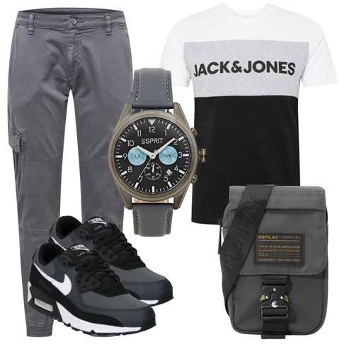 Sportlich Grau/Dunkelblau/Dunkelgrau/Blau/Hellgrau Schuh Sneaker Low/SkateSchuh/Vintage Sneaker/Winter Sneaker/Schmaler Sneaker Nike Sportswear kombinieren mit Schwarz T-Shirt & Top/Ausgefallenes T-Shirt/Sport-T-Shirt/Funktions T-Shirt/Print Shirt/Casual T-Shirt/Kurzarm T-Shirt/Umstands T-Shirt/Shirt/T-Shirt Spruch Jack & JonesLook: Empire, Smart Casual, Streetwear, Skater, Schön, Classic, Premium, Elegant, Esthetische, Sportlich, 90er