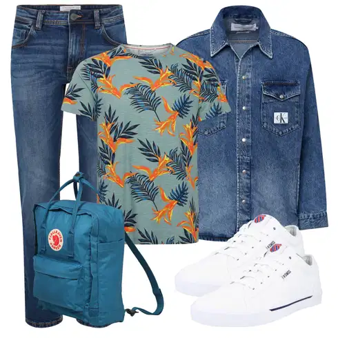 Grau Casual T-Shirt Blend kombinieren mit Jacke/Jeansjacke Calvin Klein Jeans