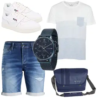 Feine Outfit mit Weiß/Rot/Beige Sneaker Low/Leder Sneaker/Vintage Sneaker/Schmaler Sneaker/Sommer Sneaker Fila "Alltagsoutfit"Look: Uni, Esthetische, Schön, Hip Hop, Retro, Skater, Classic, Feine, Streetwear, Sportlich