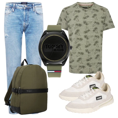Schwarz Uhr Tommy Jeans kombinieren mit Hellblau/Blau Biker Jeans/Herren Lederjacke/Jeans mit Schlitz/Vintage Jeans/Cropped Jeans/Tapered-Jeans/Dad Jeans/Girlfriend Jeans/Boyfriend Jean Jack & Jones
