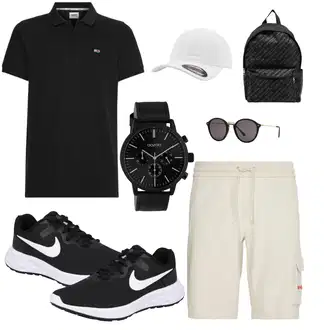 Logoprint Outfit mit Schwarz/Weiß/Rosa Laufschuh/gesundheitsschuh/Sneaker Low/Sommer Sneaker/Walkingschuh/Schmaler Sneaker/Bequemer Schuh/Schnürschuh/Gymnastikschuh/Fitnessschuh/Joggingschuh/Fitnessschuh/Tennisschuh/Volleyballschuh Nike "Auffälliger Sommer Look"
