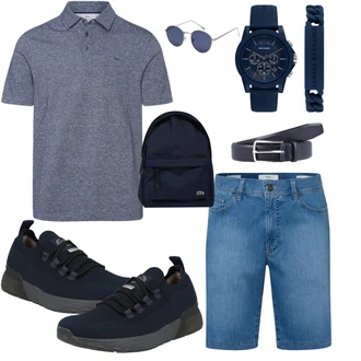 Outfit mit Weiß/Blau Hemd Brax "Auffälliger Sommer Look"