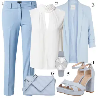 Svatovski gost Outfit sa Svjetloplava/Plava cipela s remenom/Ljetna Cipela/Sandala s petom/Sandala na Petu/Salonka & Visoki Pet/sandala s platformom/Sandalice s blok petom About You "Biznis outfiti"