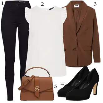 Visok Outfit sa Crna/Tamnoplava Samtaste Tajice/Traper Tajice/Tajice Visokog Struka/Jeggings/Pletena Tajica/Podstavljena Tajica/Oblikovana Tajica/Kožna Jakna/Treggings/Tople Tajice Noisy may "Biznis outfiti"