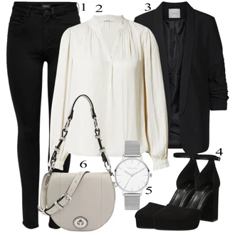 outfit mit Črna/Temno modra Pletena Pajkica/Pajkice z Razporkom/Neprosojna Pajkica/Usnjena Jakna/Oblikovana Pajkica/Tople Pajkice/Športna Pajkica/Podložena Pajkica/Baumwoll Pajkica Only "Priložnostna oblačila"