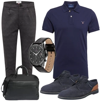 Business Outfits Mollige Sommer mit Dunkelblau/Blau Shirt & Top Große Größe/Poloshirt/T-Shirt & Top GANT "Casual Business Outfit"