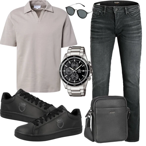 Schwarz/Grau Sonnenbrille/Brille Kapten & Son kombinieren