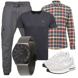 Outfit mit Hellblau/Rot/Mischfarben Bluse Große Größe/Kariertes Hemd/Flanellhemd/Buntes Hemd Kronstadt "Cooles Alltagsoutfit"