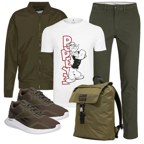 Bomberjacke Urban Classics kombinieren mit Grau Casual T-Shirt Mister Tee