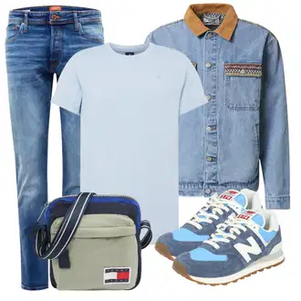 Logoprint Outfit mit Blau Sneaker Low New Balance "Cooles Alltagsoutfit"