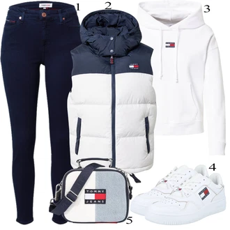 Preproste outfit mit Modra/Temno modra Usnjena Jakna/Kavbojke Visokega Pasu/Kavbojke z Razporkom/Push up Kavbojke/Usnjene Čevlje/Termodžinsi/Zimska jakna Tommy Jeans "Padajoča oblačila"Look: Nor, Stil, 90. leta, Kul, Francoski, Lepo, Stari denar, Preproste