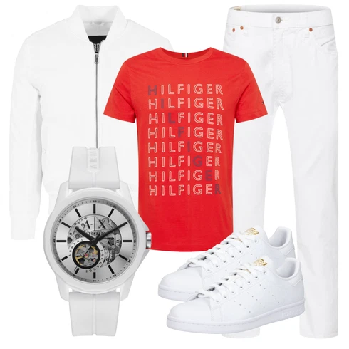 Grau Uhr Armani Exchange kombinieren