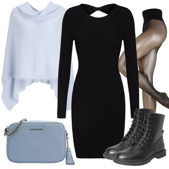 Outfit s Bílá/Šedá Pončo repeat cashmere "Skvělý podzimní Outfit"