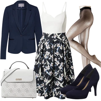 Outfit s Béžová/Růžová Síťovaná punčocha/Síťovaný punčocháč Falke "Elegantní Podzimní Outfit"