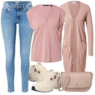 Outfit s Růžová/Béžová/Modrá/Šedá Šněrovací Bota/Nízká bota na podpatku/Nízká Teniska/Zimní bota/Běžecká bota Adidas Originals "Ležérní Outfits"