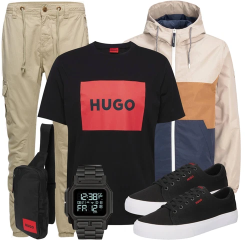 Kurz Schwarz/Beige/Mischfarben/Rot/Orange Ausgefallenes T-Shirt/Kurzarm T-Shirt/Print Shirt/Umstands T-Shirt/Shirt/Sport-T-Shirt/Laufschuhe für Männer/Mesh Shirt/Funktions T-Shirt/T-Shirt Spruch/Übergroßes T-Shirt Hugo kombinieren