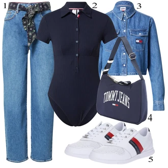 outfit mit Modra Srajca Tommy Jeans "Priložnostna oblačila"