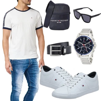 Outfit mit Grau Sneaker/Schuh Tommy Hilfiger "Freizeit Outfit"