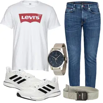 Outfit mit Blau/Dunkelblau/Hellblau Hose Große Größe/Slim Fit Jeans/Leder Schuhe/Low Rise Jean/Lederjacke/Sportschuhe/Regular-Fit Jeans/Push up Jeans/Knöchelstiefel/Winterjacke/Tapered-Jeans/Low Waist Jean/Damen 7/8-Länge Jeans/Schlupfjeans Tommy Hilfiger "Freizeit Outfit"