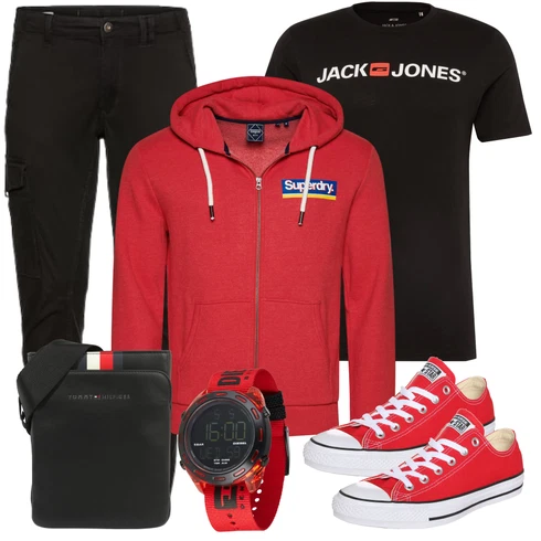 Schwarz Bluse Große Größe/Shirt & Top Große Größe/Funktions T-Shirt/T-Shirt Training/Ausgefallenes T-shirt/Kurzarm T-Shirt/Fahrradtrikot/T-Shirt Spruch Jack & Jones kombinieren mit Schwarz Uhr Diesel