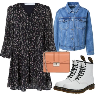 Outfit s Černá Šaty S Potiskem/Halenkové Šaty/Šaty na Podzim/Tunikové šaty/Šaty S Kosticí/Šaty Niki About You "Ležérní Outfits"