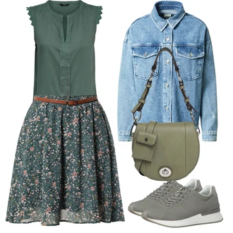 Outfit s Tmavě Zelená/Zelená/Tyrkysový Halenka Móda Pro Plnoštíhlou/Halenka a Tunika Tunika Only "Ležérní Outfits"