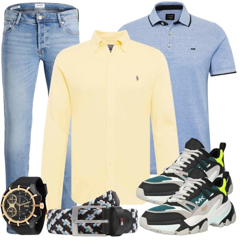 Hellblau/Blau Bluse Große Größe/Shirt & Top Große Größe/T-Shirt Poloshirt Jack & Jones kombinieren