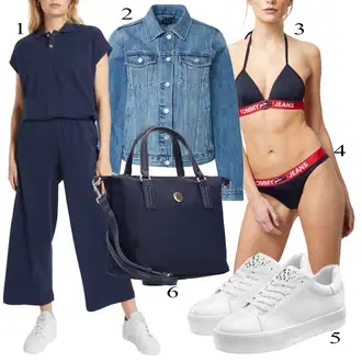 Outfit sa Crna/Plava Dugi Zimski Kaput/Kombinezon/Dodatak/Duži Kardigani/Zvonaste Hlače Marc O'Polo Denim "Ljetni outfiti"