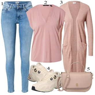 Outfit s Růžová/Béžová/Modrá/Šedá Šněrovací Bota/Nízká bota na podpatku/Nízká Teniska/Zimní bota/Běžecká bota Adidas Originals "Ležérní Outfits"