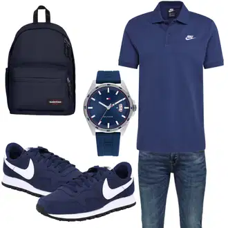Outfit mit Blau/Hellblau/Dunkelblau Slim Fit Jeans/Herren Lederjacke/Tapered-Jeans/Biker Jeans/Winterjacke/Lederjacke/Leder Schuhe/Low Rise Jean/ThermoJeans/Jeans mit Schlitz/Low Waist Jean/Vintage Jeans Only & Sons "Freizeit Outfit"