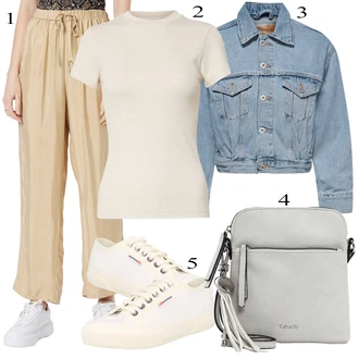 Outfit sa Krem/Bijela/Kaki Niska Tenisica/Vintage tenisica/cipela na vezanje/Ljetna tenisica/Tanka tenisica/Kožna tenisica Superga "Ljetni outfiti"