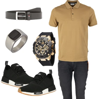 Logoprint Outfit mit Schwarz Sneaker Low/Skateschuh/Schmaler Sneaker/Teddy Sneaker/Sommer Sneaker/Winter Sneaker Adidas Originals "Freizeit Outfit"