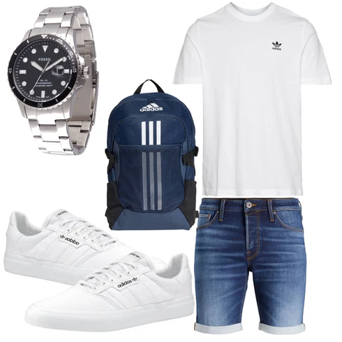 Blau/DunkelBlau/HellBlau Hemd Jeans Short/Bermuda Jack & Jones kombinieren