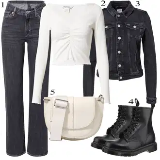Outfit sa Crna Jakna/Jakna narodne nošnje/Jakna za Kišu/Traper Jakna Tommy Jeans "Outfit za slobodno vrijeme"