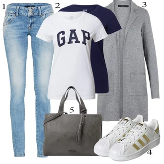 Outfit s Šedá/Tmavě šedá/Světle šedá Pletenina veľkej veľkosti/Kabát/Mikina VERO MODA "Ležérní Outfits"