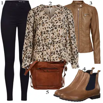 Outfit sa Crna/Tamnoplava Samtaste Tajice/Traper Tajice/Tajice visokog Struka/Jeggings/Pletena Tajica/Podstavljena Tajica/Oblikovana Tajica/Kožna Jakna/Treggings/Tople Tajice Noisy may "Jesenski Outfit"
