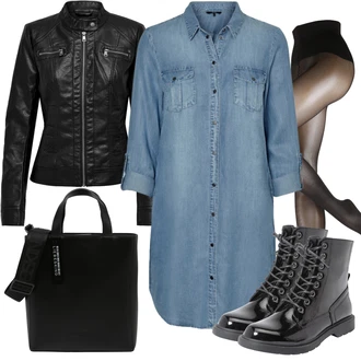 Outfit s Světle Modrá/Modrá Košilové šaty/Džínové Šaty VERO MODA "Podzimní Outfit pro každodenní nošení"