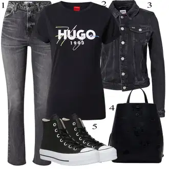 Chuck Taylor All Star Outfit sa Crna Platnena tenisica/Tenisice s patentnim zatvaračem sa strane/Zimske tenisice/Skate cipela/Tanka tenisica Converse "Jesenski outfiti"