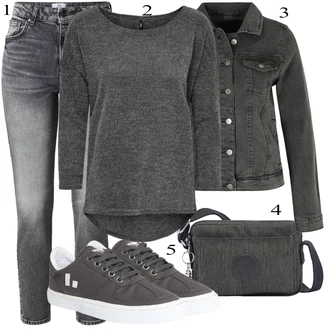 Denim/Traper Outfit sa Crna Jakna za Kišu/Tradicionalna moda Jakna narodne nošnje/Prijelazna Jakna/Dodatak denim project "Jesenski outfiti"