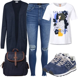 Outfit s Modrá Teniska New Balance "Podzimní Outfit pro každodenní nošení"