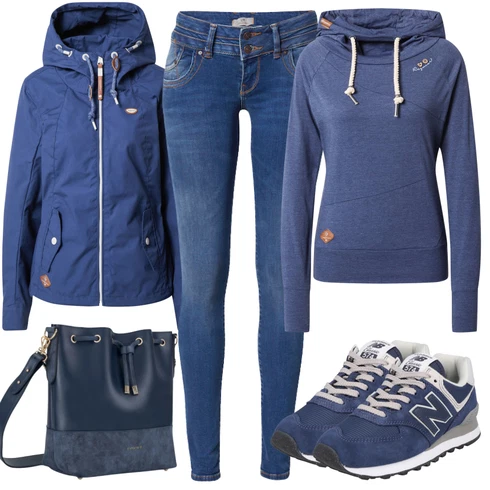 Kombinace Modrá Dlouhá Tylová sukně/Móda Pro Plnoštíhlou/Mikina/Dlouhé Šaty/Dlouhý Zimní Kabát Ragwear