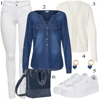 Mom Křest Outfit s Krémová/Bílá Móda Pro Plnoštíhlou Pletenina veľkej veľkosti Only "Podzimní Outfit"Look: Layered, Mom, Kancelář, Chytrý příležitostný, Univerzitní, Bar, Křest, Koncert, Biřmování, Chatky, Škola