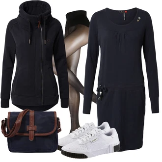 Outfit s Černá Košilové šaty Ragwear "Podzimní Ležérní Outfit"