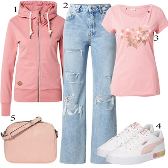 outfit mit Roza/Bež/Modra Torba za čez ramo Calvin Klein Jeans "Padajoča oblačila"