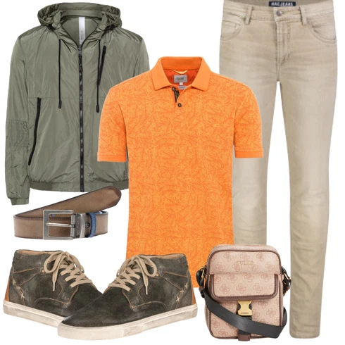Orange Poloshirt Camel Active kombinieren