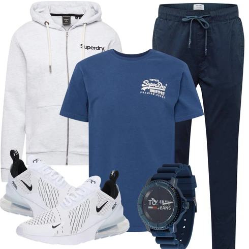 Grau/Weiß Große Größe Sweatmode Superdry kombinieren