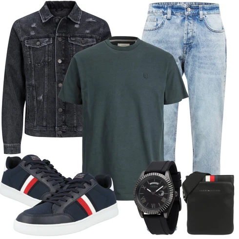 Schwarz Uhr Guess kombinieren mit Hellblau Loose fit Jeans/Cropped Jeans/Mom Jean/Girlfriend Jeans/Boyfriend Jean/Dad Jeans/Vintage Jeans/Herren Lederjacke/Jeans mit Schlitz/Unkategorisiert Only & Sons